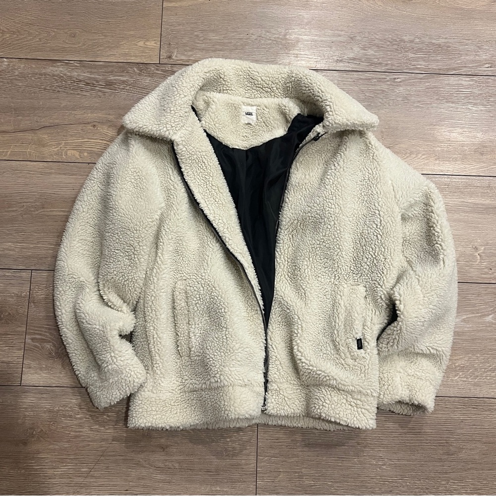 Vans Womens Snowed Out Sherpa Teddy Jacket White Women's Size Medium NWT